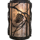 Meyda Lighting Whispering Pines 8" Wrought Iron Right Wall Sconce With Silver Mica Shade Glass