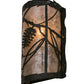 Meyda Lighting Whispering Pines 8" Wrought Iron Right Wall Sconce With Silver Mica Shade Glass