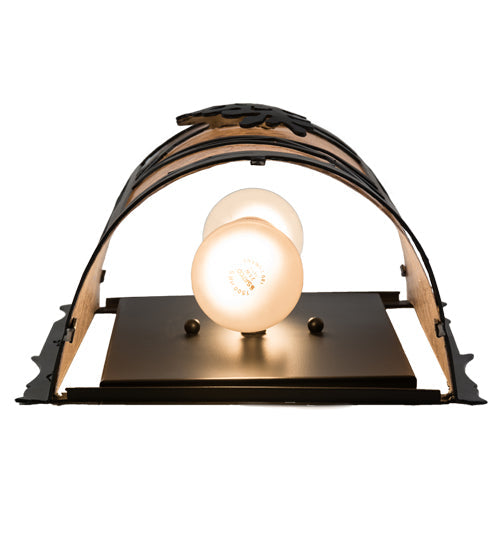 Meyda Lighting Whispering Pines 8" Wrought Iron Right Wall Sconce With Silver Mica Shade Glass