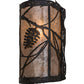 Meyda Lighting Whispering Pines 8" Wrought Iron Right Wall Sconce With Silver Mica Shade Glass