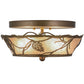 Meyda Lighting Whispering Pines 82538 12" 2-Light Antique Copper Flush Mount Light With Silver Mica Shade Glass