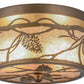 Meyda Lighting Whispering Pines 82538 12" 2-Light Antique Copper Flush Mount Light With Silver Mica Shade Glass