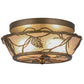 Meyda Lighting Whispering Pines 82538 12" 2-Light Antique Copper Flush Mount Light With Silver Mica Shade Glass