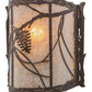 Meyda Lighting Whispering Pines 9" Cafe Noir Wall Sconce With Silver Mica Shade Glass