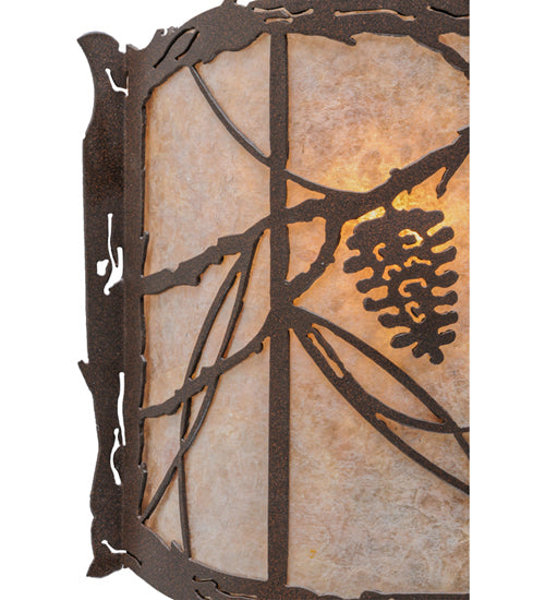 Meyda Lighting Whispering Pines 9" Cafe Noir Wall Sconce With Silver Mica Shade Glass
