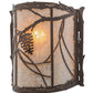 Meyda Lighting Whispering Pines 9" Cafe Noir Wall Sconce With Silver Mica Shade Glass