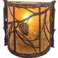 Meyda Lighting Whispering Pines 9" Coffee Bean Wall Sconce With Amber Mica Shade Glass