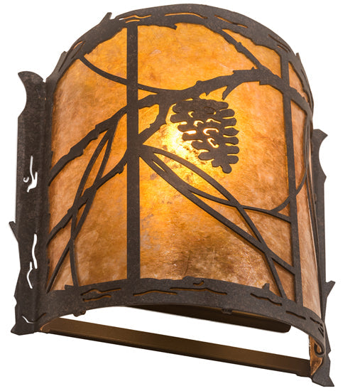 Meyda Lighting Whispering Pines 9" Coffee Bean Wall Sconce With Amber Mica Shade Glass