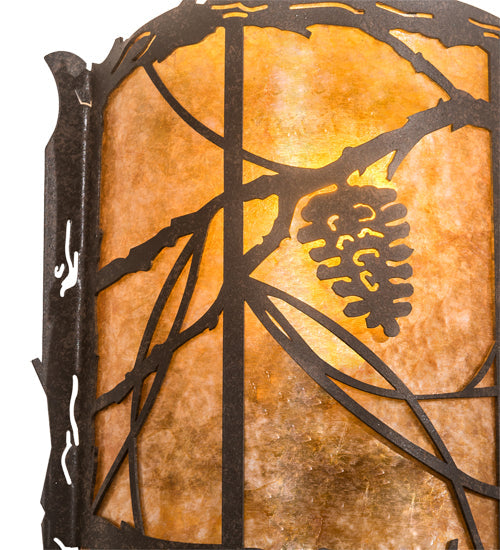 Meyda Lighting Whispering Pines 9" Coffee Bean Wall Sconce With Amber Mica Shade Glass
