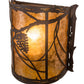 Meyda Lighting Whispering Pines 9" Mahogany Bronze Left Wall Sconce With Amber Mica Shade Glass