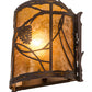 Meyda Lighting Whispering Pines 9" Mahogany Bronze Left Wall Sconce With Amber Mica Shade Glass