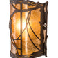 Meyda Lighting Whispering Pines 9" Mahogany Bronze Left Wall Sconce With Amber Mica Shade Glass