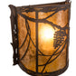 Meyda Lighting Whispering Pines 9" Mahogany Bronze Right Wall Sconce With Amber Mica Shade Glass