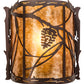 Meyda Lighting Whispering Pines 9" Mahogany Bronze Right Wall Sconce With Amber Mica Shade Glass