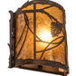 Meyda Lighting Whispering Pines 9" Mahogany Bronze Right Wall Sconce With Amber Mica Shade Glass