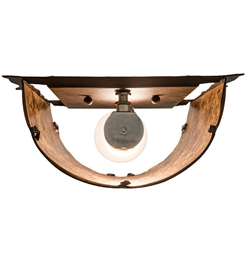 Meyda Lighting Whispering Pines 9" Mahogany Bronze Right Wall Sconce With Amber Mica Shade Glass