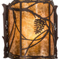 Meyda Lighting Whispering Pines 9" Mahogany Bronze Right Wall Sconce With Amber Mica Shade Glass