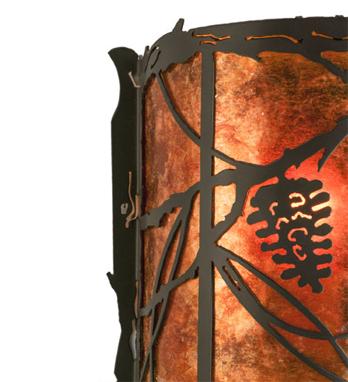 Meyda Lighting Whispering Pines 9" Timeless Bronze Wall Sconce With Amber Mica Shade Glass