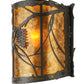 Meyda Lighting Whispering Pines 9" Timeless Bronze Wall Sconce With Amber Mica Shade Glass