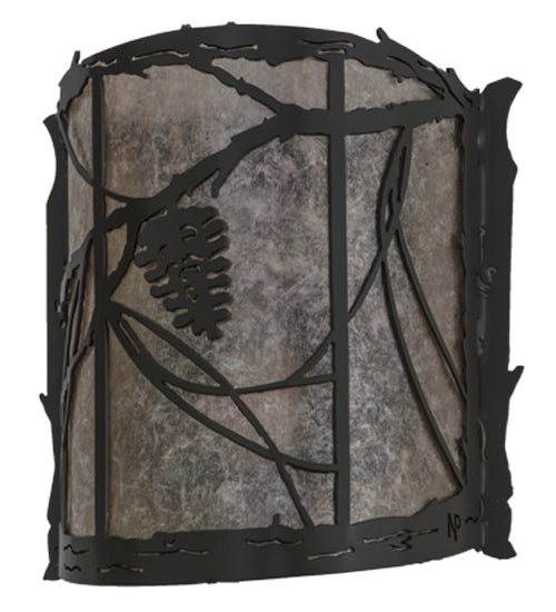 Meyda Lighting Whispering Pines 9" Timeless Bronze Wall Sconce With Silver Mica Shade Glass