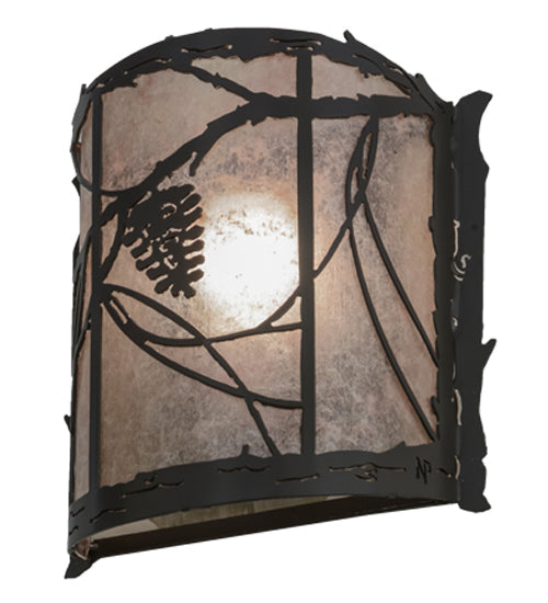 Meyda Lighting Whispering Pines 9" Timeless Bronze Wall Sconce With Silver Mica Shade Glass