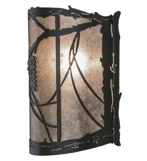 Meyda Lighting Whispering Pines 9" Timeless Bronze Wall Sconce With Silver Mica Shade Glass