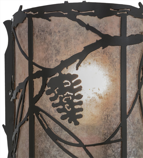 Meyda Lighting Whispering Pines 9" Timeless Bronze Wall Sconce With Silver Mica Shade Glass