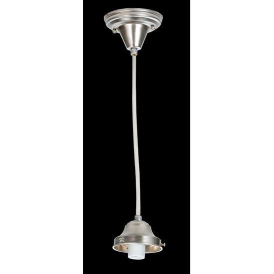 Meyda Lighting White Cloth Covered Paddle Socket Hanger Pendant Light With 4" Nickel Fitter