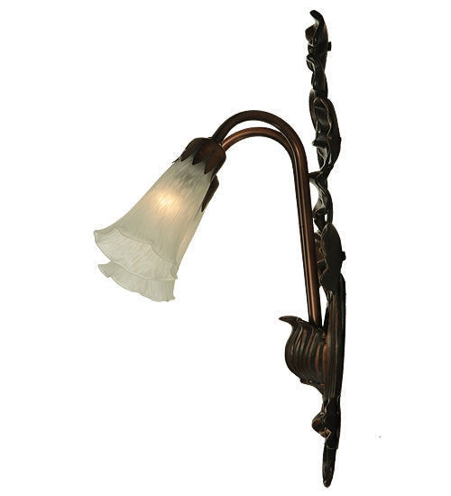 Meyda Lighting White Pond Lily 11" 2-Light Mahogany Bronze Wall Sconce With White Shade Glass
