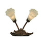 Meyda Lighting White Pond Lily 11" 2-Light Mahogany Bronze Wall Sconce With White Shade Glass
