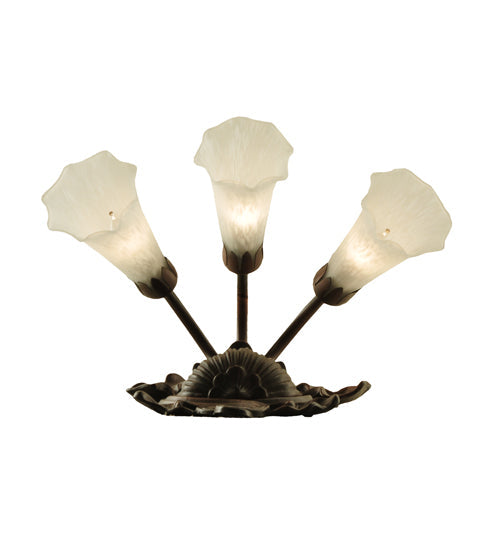 Meyda Lighting White Pond Lily 11" 3-Light Mahogany Bronze Wall Sconce With White Shade Glass