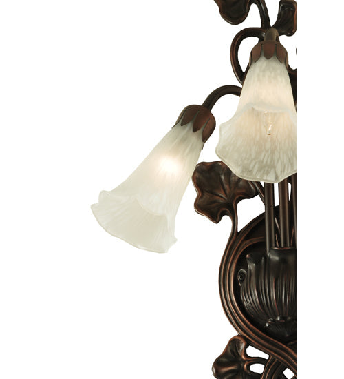 Meyda Lighting White Pond Lily 11" 3-Light Mahogany Bronze Wall Sconce With White Shade Glass