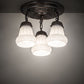 Meyda Lighting White Puffy Rose 12" 3-Light Mahogany Bronze Semi-flush Mount Light With White Shade Glass