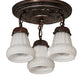 Meyda Lighting White Puffy Rose 12" 3-Light Mahogany Bronze Semi-flush Mount Light With White Shade Glass