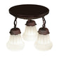 Meyda Lighting White Puffy Rose 12" 3-Light Mahogany Bronze Semi-flush Mount Light With White Shade Glass