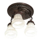 Meyda Lighting White Puffy Rose 12" 3-Light Mahogany Bronze Semi-flush Mount Light With White Shade Glass