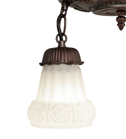 Meyda Lighting White Puffy Rose 12" 3-Light Mahogany Bronze Semi-flush Mount Light With White Shade Glass