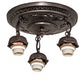 Meyda Lighting White Puffy Rose 12" 3-Light Mahogany Bronze Semi-flush Mount Light With White Shade Glass