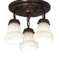 Meyda Lighting White Puffy Rose 12" 3-Light Mahogany Bronze Semi-flush Mount Light With White Shade Glass