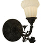 Meyda Lighting White Puffy Rose 7" Mahogany Bronze Wall Sconce With White Satin Art Shade Glass
