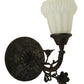 Meyda Lighting White Puffy Rose 7" Mahogany Bronze Wall Sconce With White Satin Art Shade Glass