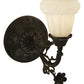 Meyda Lighting White Puffy Rose 7" Mahogany Bronze Wall Sconce With White Satin Art Shade Glass