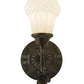 Meyda Lighting White Puffy Rose 7" Mahogany Bronze Wall Sconce With White Satin Art Shade Glass