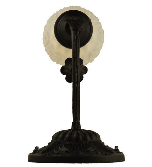 Meyda Lighting White Puffy Rose 7" Mahogany Bronze Wall Sconce With White Satin Art Shade Glass