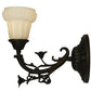 Meyda Lighting White Puffy Rose 7" Mahogany Bronze Wall Sconce With White Satin Art Shade Glass