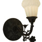 Meyda Lighting White Puffy Rose 7" Mahogany Bronze Wall Sconce With White Satin Art Shade Glass