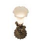 Meyda Lighting White Tiffany Pond Lily 13" Antique Brass Twin Cherub Table Lamp With White Shade Glass