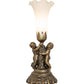 Meyda Lighting White Tiffany Pond Lily 13" Antique Brass Twin Cherub Table Lamp With White Shade Glass