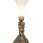 Meyda Lighting White Tiffany Pond Lily 13" Antique Brass Twin Cherub Table Lamp With White Shade Glass