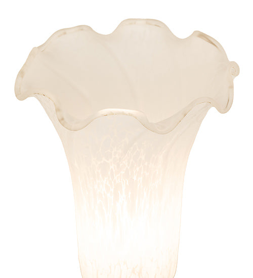 Meyda Lighting White Tiffany Pond Lily 13" Antique Brass Twin Cherub Table Lamp With White Shade Glass